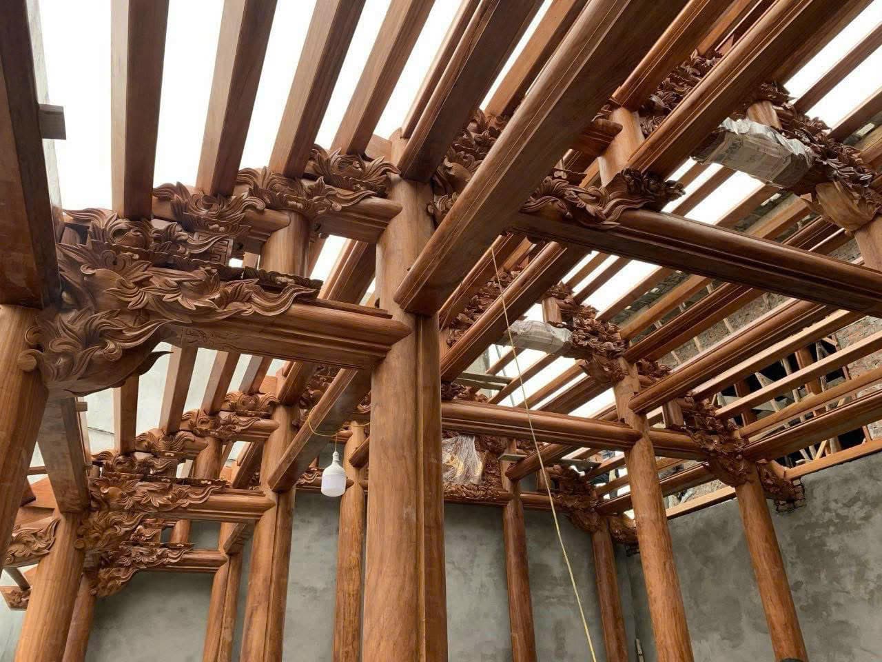 Chi tiết kết cấu khung và hệ mái gỗ