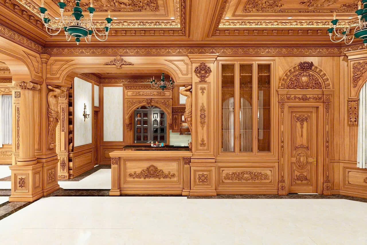 Không gian nội thất gỗ tự nhiên do Hoàng Phú cung cấp